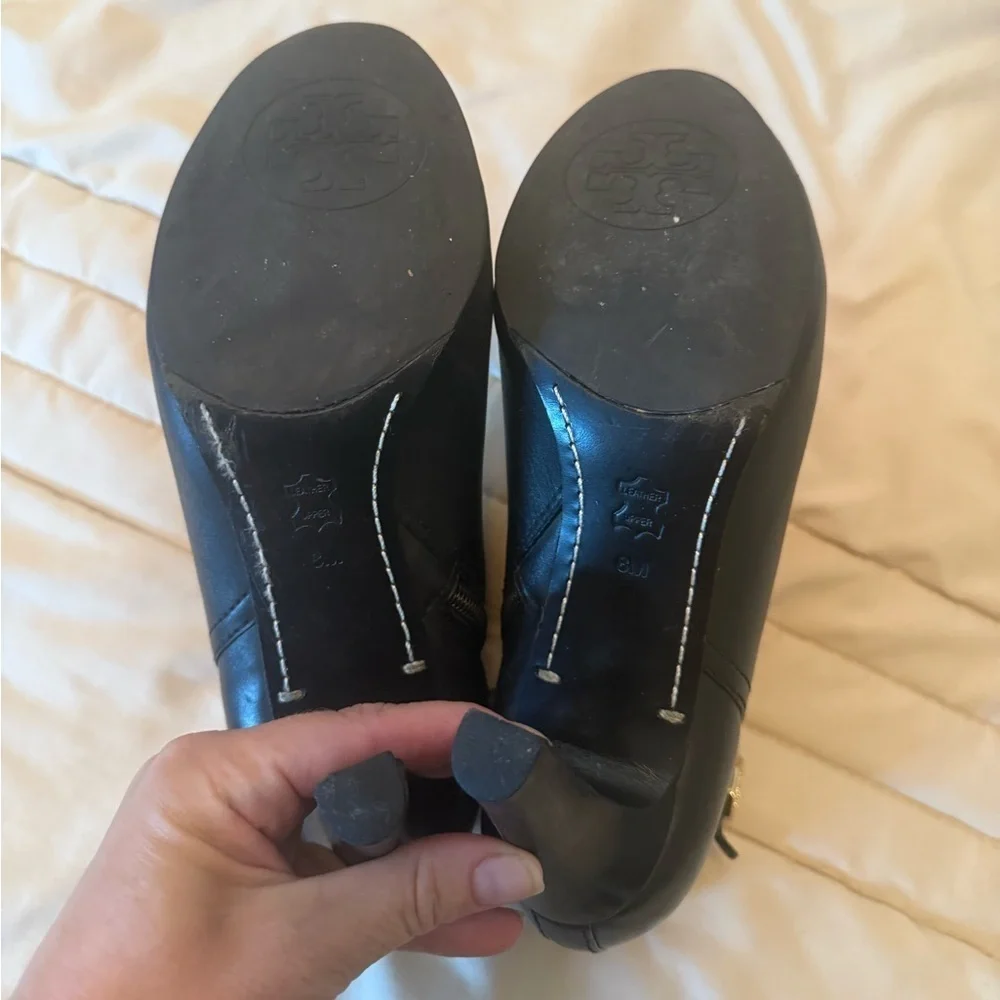 Tory Burch Black Leather Heeled Boots